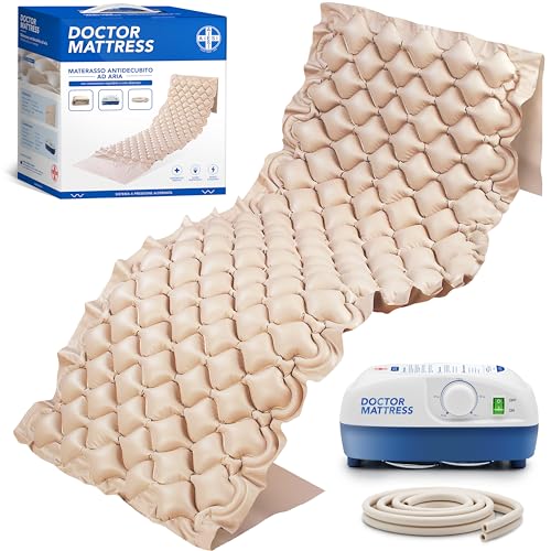 AIESI® Antidekubitus Matratze luftblasen mit einstellbarem Kompressor im wechselzyklus Doctor Mattress, 130 Zellen, Kapazität 150 kg, Super-leise, Reperaturset, Garantie 24 Monate