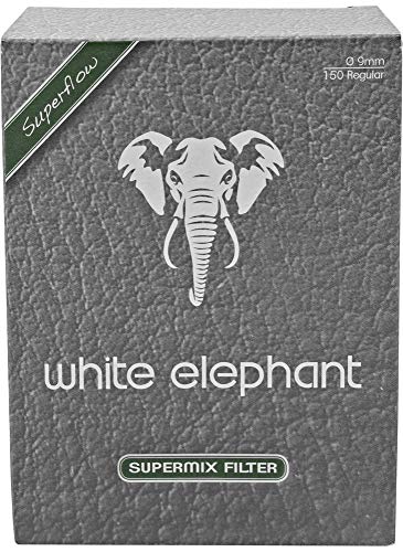 White Elephant 18589 Superflow Collection-9 mm Aktivkohlefilter-150 Stück, Papier