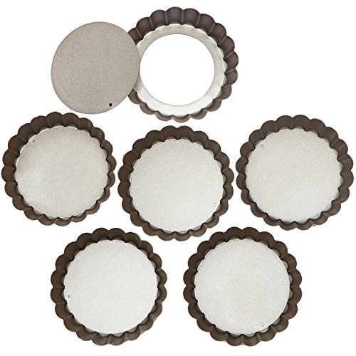 Webake Tarteform Mit Hebeboden Klein Ø 10 cm Set von 6 Mini Quicheform Gute Antihaftbeschichtung Pie Form Backform