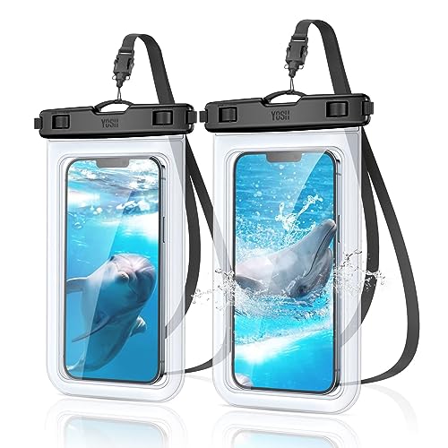 YOSH wasserdichte Handyhülle [2 Stück], 6,8 Zoll IPX8 Unterwasser Handyhülle, Wasserfeste Handytasche für iPhone 15 14 13 12 11 Pro XS XR SE 8 7 Samsung S24 S23 S22 Xiaomi Huawei - Kristallklar