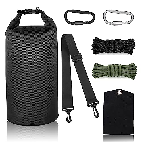 WAEKIYTL Bear Food Bag Hanging System, Ultralight Camping Bear Bag Kit Include 10L Waterproof Bear Bag, Pulley System with Survival Utility Ropes, Clips, Rock Pouch and Instructions