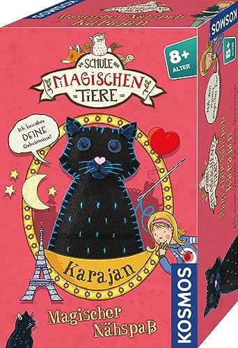 KOSMOS 698942 Die Schule der magischen Tiere - Magischer Nähspaß: Karajan, Nähset für Anfänger und Kinder ab 8 Jahren, enthält Filzstoff, Nadel, Stickgarn und Füllmaterial, Bastelset für Kinder