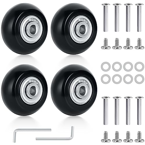 4 Stück Gepäck Koffer Ersatzräder 50mm x 18mm Gummi Ersatz Räder Gepäckkoffer Radreparatur Gummi-Lenkrollen Lenkrollen Kugellager Set, Schwarz