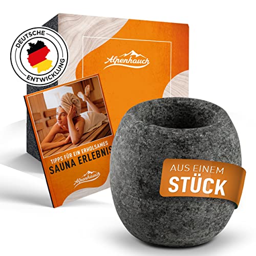 ALPENHAUCH Sauna Aromaschale aus massivem Speckstein [5x5cm] - Hitzebeständiger Sauna Aufguss Stein für intensiven Duft - Für Mentholkristalle & Saunaöle - Sauna Zubehör - Saunazubehör