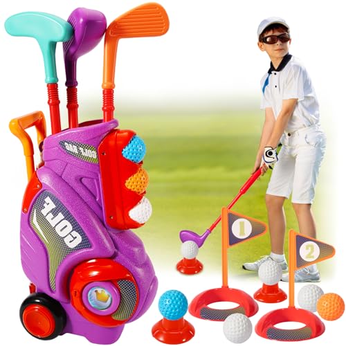 HERSITY Golf Set Kinder, Golfschläger Spielzeug Golf Spiel Garten, Sport Spielzeug für Kinder Draußen, Geschenk für Jungen Mädchen 3 4 5 Jahre