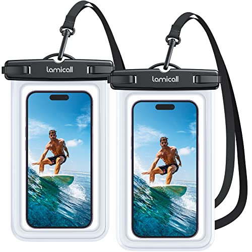 Lamicall Wasserdichte Handyhülle, Unterwasser Handytasche - [2 Stück] IPX8 Wasserfeste Hülle für Schwimmen, Waterproof Phone Case für iPhone 15 14 13 12 Pro Max Plus, Sumsung, Smartphone bis zu 7 Zoll