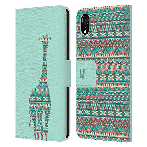 Head Case Designs Giraffe Gemustert Tiere Silhouettes Leder Brieftaschen Handyhülle Hülle Huelle kompatibel mit Apple iPhone XR