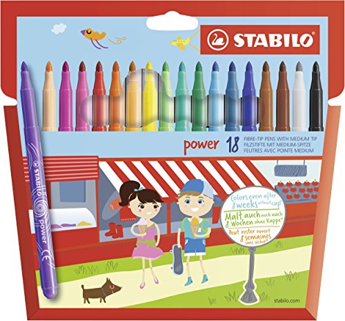 Filzstift - STABILO power - 18er pack - mit 18 verschiedenen Farben