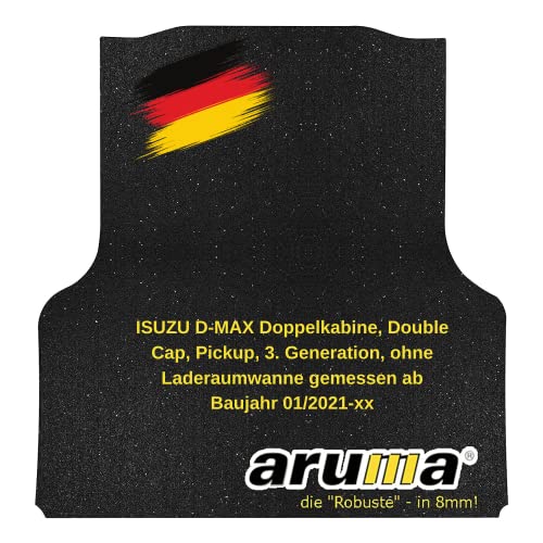 aruma® Antirutschmatte Laderaummatte maßgeschneidert kompatibel für Isuzu D-MAX Doppelkabine, Double Cap, Pickup, 3. Generation, ohne Laderaumwanne gemessen ab Baujahr 01/2021-xx