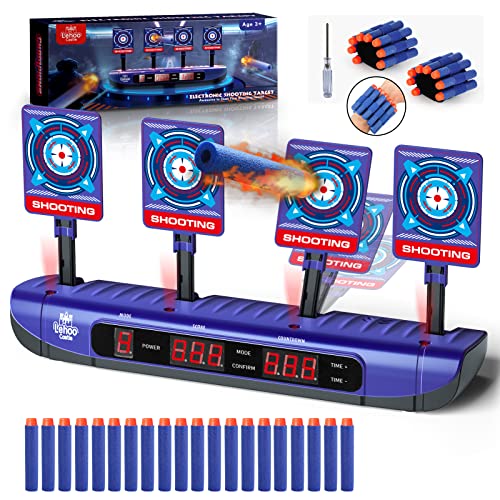 Lehoo Castle Zielscheibe für Nerf Pistole Zubehör, 4 Ziele/Spielmodi Elektrische Zielscheibe, Auto-Reset Digitale Ziele Spielzeug, Geburtstags Geschenk Junge 6 7 8 9 10 Jahre, Gartenspiele Kinder