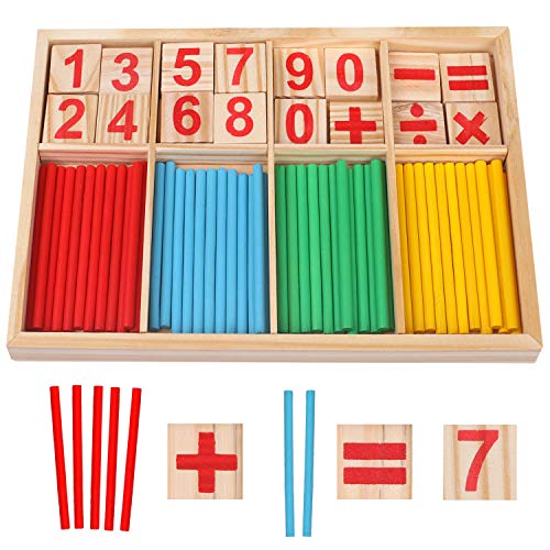 camelize Montessori mathematisches Spielzeug Holz,Rechenstäbchen,Zahlenlernspiel, Pädagogisches Mathe-Spielzeug für Kinder 3 4 5