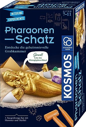 KOSMOS 658199 Pharaonen-Schatz, Ausgrabungs-Set, Grabe echte Edelsteine und Sarkophage selbst aus, mit Hammer und Meißel, Experimentierset für Kinder ab 7 Jahre