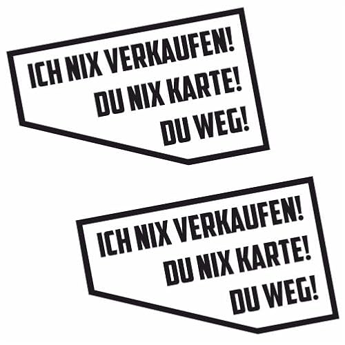 KLEBEKÖNIG 2x Autoaufkleber Ich Nix verkaufen, nix Karte, Meins! 10 x 6 cm - Aufkleber für Auto, LKW, Motorrad mehrfarbig JDM Decal Racing