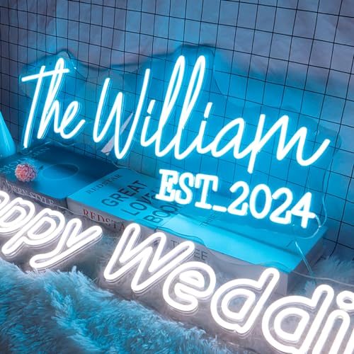 Cozifitgear Personalisierte LED Leuchtschilder-Neon Schild Personalisiert,Neon Schild für Hochzeit, Geburtstag, Jubiläum, Party, Bar, Firmen logo,Neon Sign Personalisiert für Schlafzimmer Heim Deko