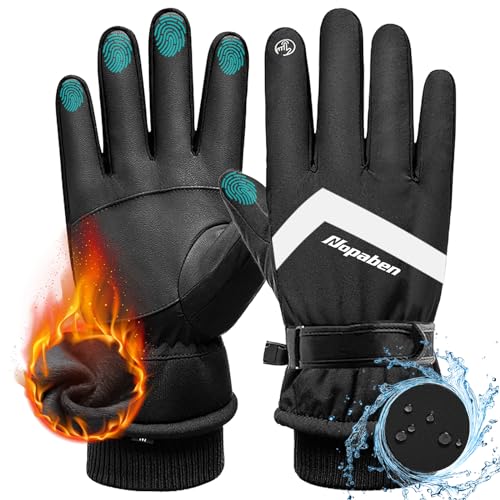 ?? Winterhandschuhe herren, Skihandschuhe damen, Touchscreen Handschuhe, Wasserdicht Warme Fahrradhandschuhe, Winddichte Motorrad Handschuhe, Outdoor Laufhandschuhe Mit Sicherheitsreflexstreifen