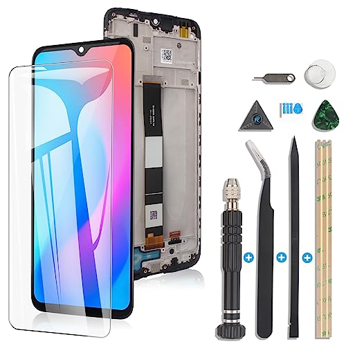 RongZy für Xiaomi Redmi 9A/Redmi 9C LCD-Bildschirm Ersatz Touch Display Digitizer Montage Bildschirm ersetzt durch Reparaturwerkzeugsatz für Xiaomi Redmi 10A (mit Rahmen)