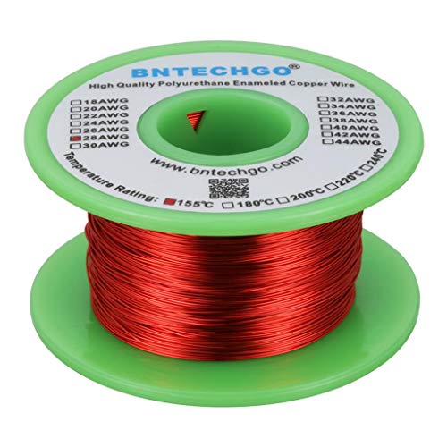 BNTECHGO 28 AWG Magnet Wire - Enameled Copper Wire - Enameled Magnet Winding Wire - 4 oz - 0.0126" Diameter 1 Spool Coil Red Temperature Rating 155℃ Widely Used for Transformers Inductors