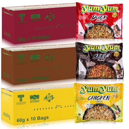 30 x 60g YumYum Instant Nudelsuppen Ente - Rind - Huhn Yum Yum Chicken Beef Duck