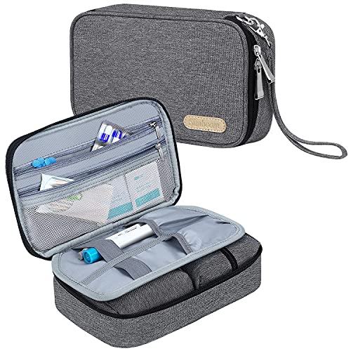 Diabetikertasche für Unterwegs, Insulin Diabetiker Tasche, Simboom Tasche für Blutzuckermessgeräte und Diabetiker Zubehör, Grau