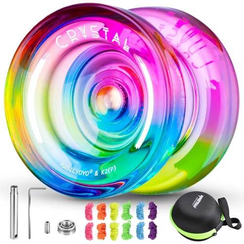 MAGICYOYO K2 Responsive Yoyo für Kinder, Dual Purpose Jojo für Anfänger, Kristall Jojo with Replacement Unresponsive Yoyo Bearing + 12 Yoyo Strings + Removal Tool+ Axle + Yo-Yo Bag