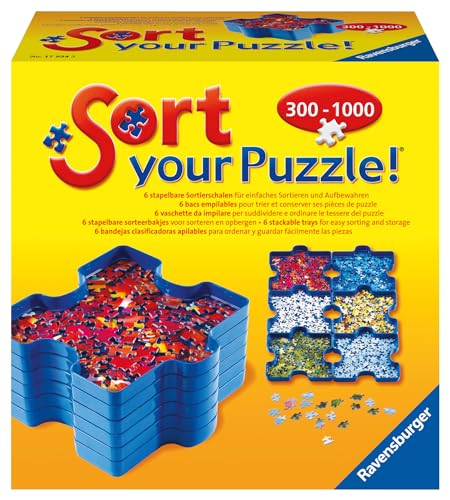 Ravensburger Sort your Puzzle - 6 stapelbare Puzzle-Sortierschalen zum einfachen Sortieren und Aufbewahren von Puzzleteilen, Ideales Zubehör für Puzzler