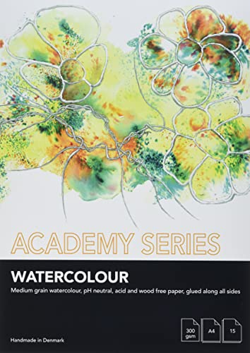 Academy Series, Aquarellpapier, A4, 300g/m2, 15 blatt, Weiss