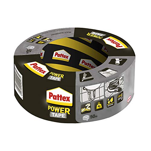 Pattex Power Tape, extra starkes Gewebeband für Reparaturen und schwere Lasten, Duct Tape für fast alle Oberflächen, wasserdichtes Klebeband, silber, 1-er Pack, 50m x 50mm