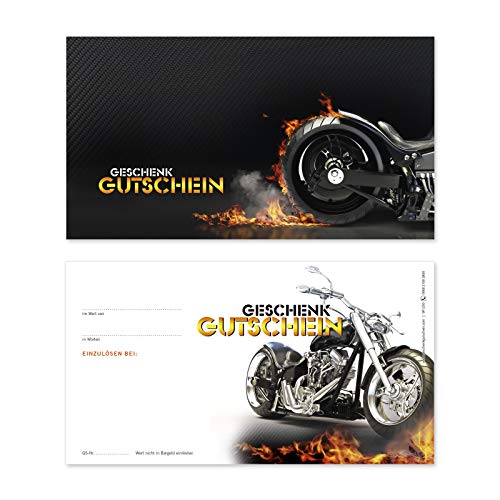 GESCHENKGUTSCHEINcom 10 Stück Geschenkgutscheine für Motorräder Motorroller Motorradgeschäft Motorradhandel SP1230