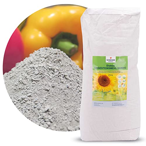 sandiges Diabas Urgesteinsmehl 25 kg von Schicker Mineral, Lava Gesteinsmehl 0-2 mm versorgt Ihren Garten und Boden natürlich mit Mineralien, 100% Naturprodukt, Bodenhilfsstoff Fibl gelistet