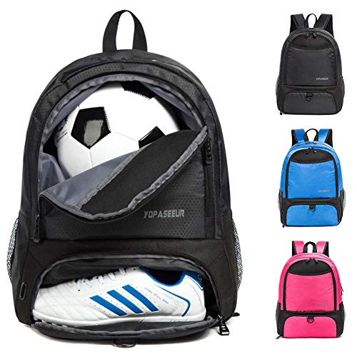 Fußballtasche für Jugendliche, Jungen und Mädchen, Basketball, Vollyball, Fußball-Rucksack mit Ballfach, Sporttasche, Fitnessstudio