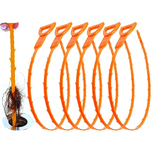 Huryfox 6 Pcs abflussreiniger spiraleHuryfox Rohrreiniger Set - 6erPack,50cm lange Abflussreiniger-Sticks für Waschbecken, Rohre - Sanitärwerkzeug zum Lösen von Verstopfungen in Dusche und Badewanne