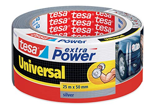 tesa extra Power Universal Gewebeband - Gewebeverstärktes Ductape zum Reparieren, Befestigen, Bündeln, Verstärken oder Abdichten - Grau - 25 m x 50 mm