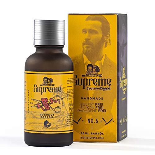 Bartöl Kokos Cocos Bartstoppel Supreme Herren - Tropic Duft - tägliche Bartpflege - gegen Schuppen - Beard Oil Vegan - Rizinusöl für Bartwachstum