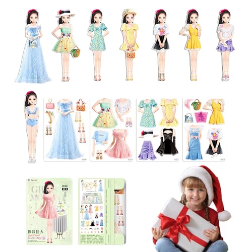 Genikeer 2024 Neue Magnetische Prinzessin Dress Up Papierpuppe | Magnetische Prinzessinnen Anziehpuppe Aus Papier | Anziehpuppen Magnetisch | Magnet People Clothes Puzzlespiel Für Kinder Ab 4+