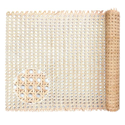 Kleemeiero Rattan Gurtband, 35 x 150cm Rattan Geflecht Natürliches Rattan-Gurt Cane Webbing Rattan Roll Rattan Geweberolle Gewebtes Offenes Rattan Wabengeflecht für DIY-Projekte Möbeldekoration