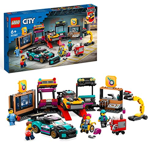 LEGO City Autowerkstatt, Mechaniker-Spielzeug-Werkstatt mit individuell gestaltbaren Spielzeugautos für Jungen und Mädchen ab 6 Jahren, Geschenkidee zum Geburtstag 60389