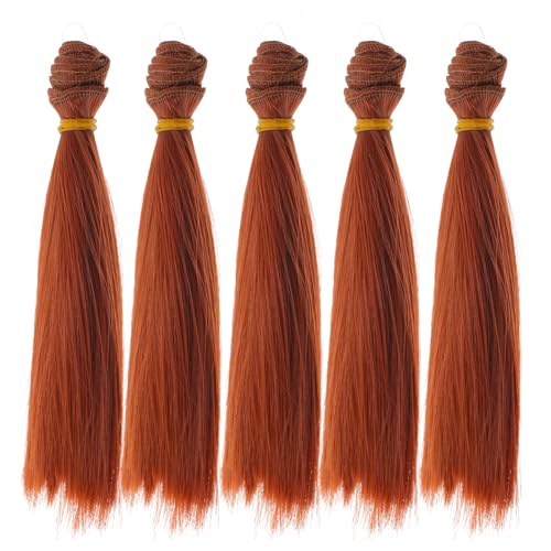 EXCEART 5 Stück Puppenhaare zum Basteln Puppe Tressen Perücke Puppen 18cm Lange Glatte Haar Perücken Puppen Hitze Beständig Gerade Synthetische Haar für Puppen Haare DIY Selber Machen