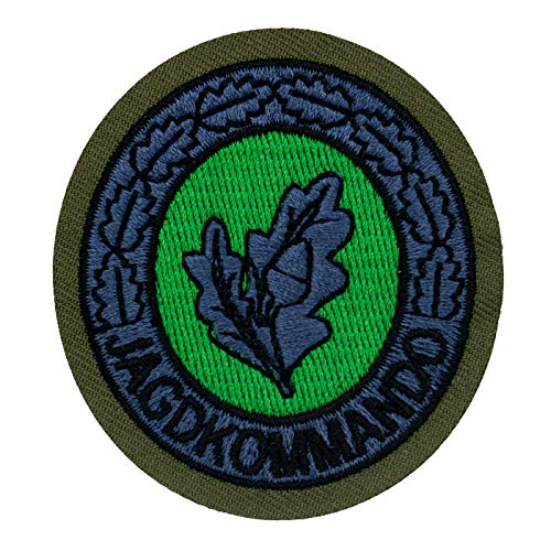 Café Viereck ® Bundeswehr Jagdkommandoführer Abzeichen Aufnäher Gestickt - 5,7 x 6,3 cm (Innenkreis grün gestickt)