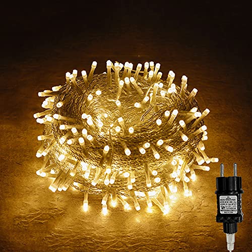 Gresonic 100/200/300/400er Led Lichterkette Strombetrieben mit Stecker Außen und Innen für Garten Hochzeit Weihnachten Party Warmweiß (Warmweiss, 100LED)