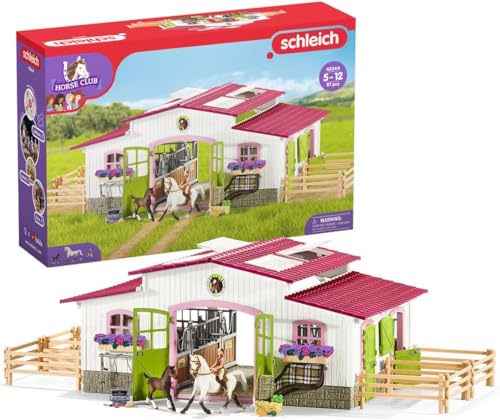 schleich 42344 Reiterhof mit Reiterin. Pferden und Zubehör, ab 5 Jahren, HORSE CLUB - Spielset, 97 Teile, exklusiv bei Amazon