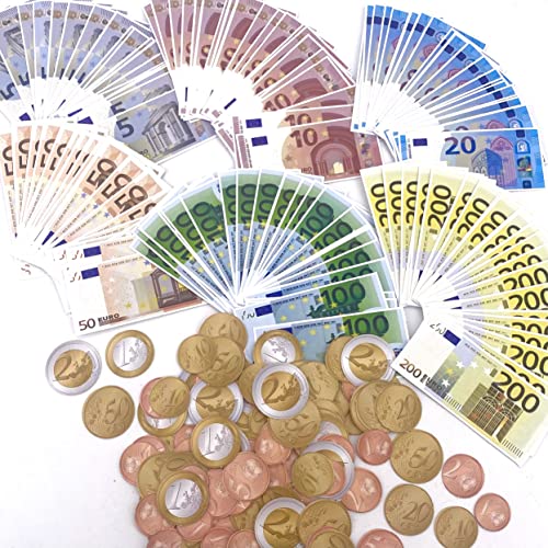 Carpeta Spielgeld Set┃160 Teile: 96 Scheine und 64 Münzen┃für Kaufmannsladen, zum Rechnen und Lernen┃Einkaufsladen┃Deko┃Fast 6.000 als Geld ★ NEU ★