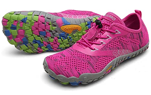 SAGUARO Barfußschuhe Herren Damen Traillaufschuhe Outdoor & Indoor Training Fitnessschuhe Wander Wald Strand Straße Laufschuhe Walkingschuhe Schnell Trocknend Badeschuhe, Heißes Rosa, 39 EU