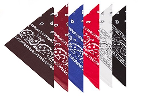 Boolavard 1, 6, 9 oder 12 Stück Cowboy Bandanas Bandana mit original Paisley Muster,6er pack,Gemischt