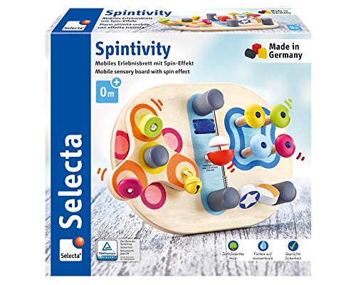 Selecta 62064 Spintivity, Motorikbrett aus Holz, 20 cm, Spinitivity