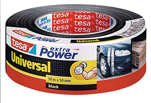 tesa extra Power Universal Gewebeband - Gewebeverstärktes Ductape zum Reparieren, Befestigen, Bündeln, Verstärken oder Abdichten - Schwarz - 50 m x 50 mm