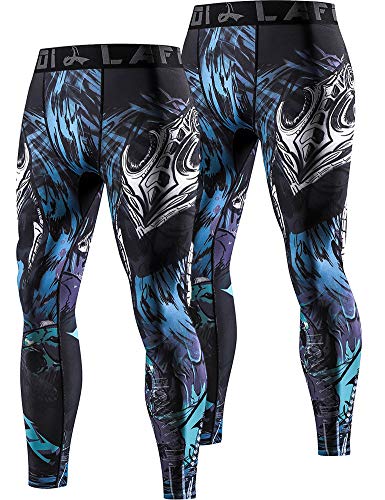 LAFROI Herren Schnelltrocknende Kompressions-Leggings-YSK08 (Commander x2,LG)