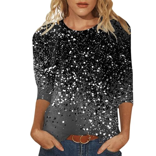 Sportshirt Damen Locker Elegant Sexy Silvester Outfit Pailletten Oberteil Damen Blusen Weiß Damen Oberteile Sommer Sexy Glitzer-Top High Stretch Slim Netzstoff Shirt Tunika Da