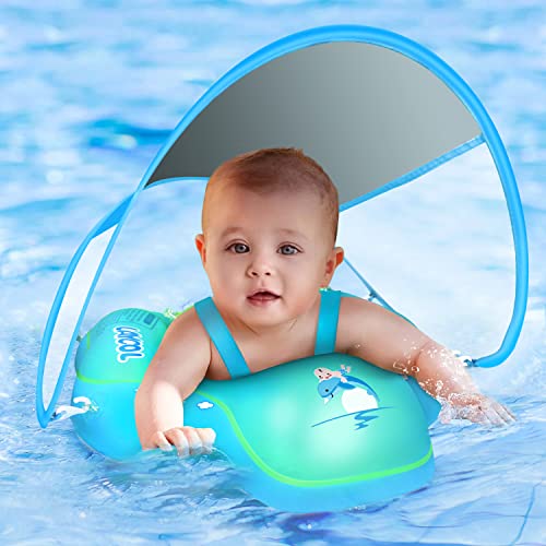 LAYCOL Schwimmring Baby mit Abnehmbarem Sonnendach, Baby Float Aufblasbare Schwimmreifen Baby für Baby ab 3-36 Monate(Grün, L)