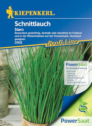 Kiepenkerl Profi-Line Schnittlauchsamen Staro PowerSaat Kräftige, Standfeste Schnittlauchpflanze - Winterharte Kräutersamen - Aussaat & Anbau von März bis Oktober - Ideal für Balkon, Garten & Hochbeet