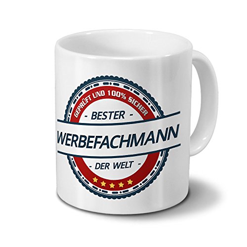 printplanet Tasse mit Beruf Werbefachmann - Motiv Berufe - Kaffeebecher, Mug, Becher, Kaffeetasse - Farbe Weiß